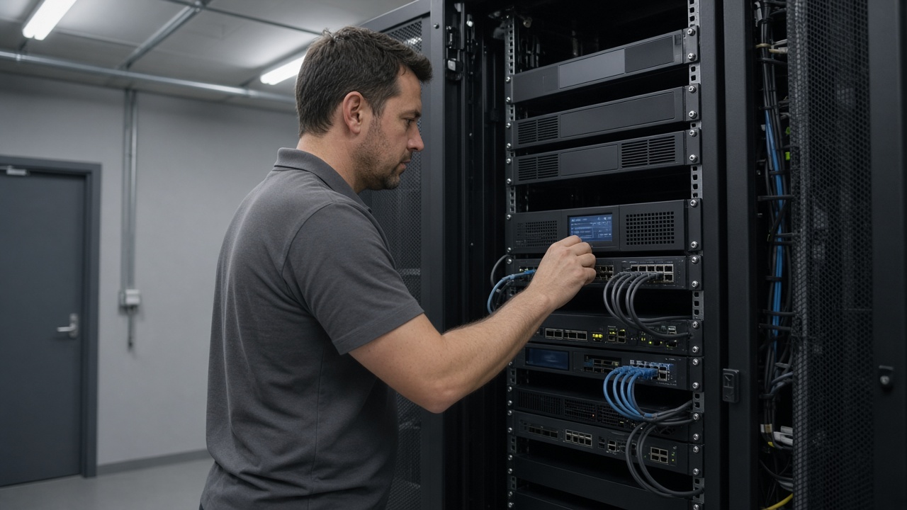 AdvaTech technician working in a server rack