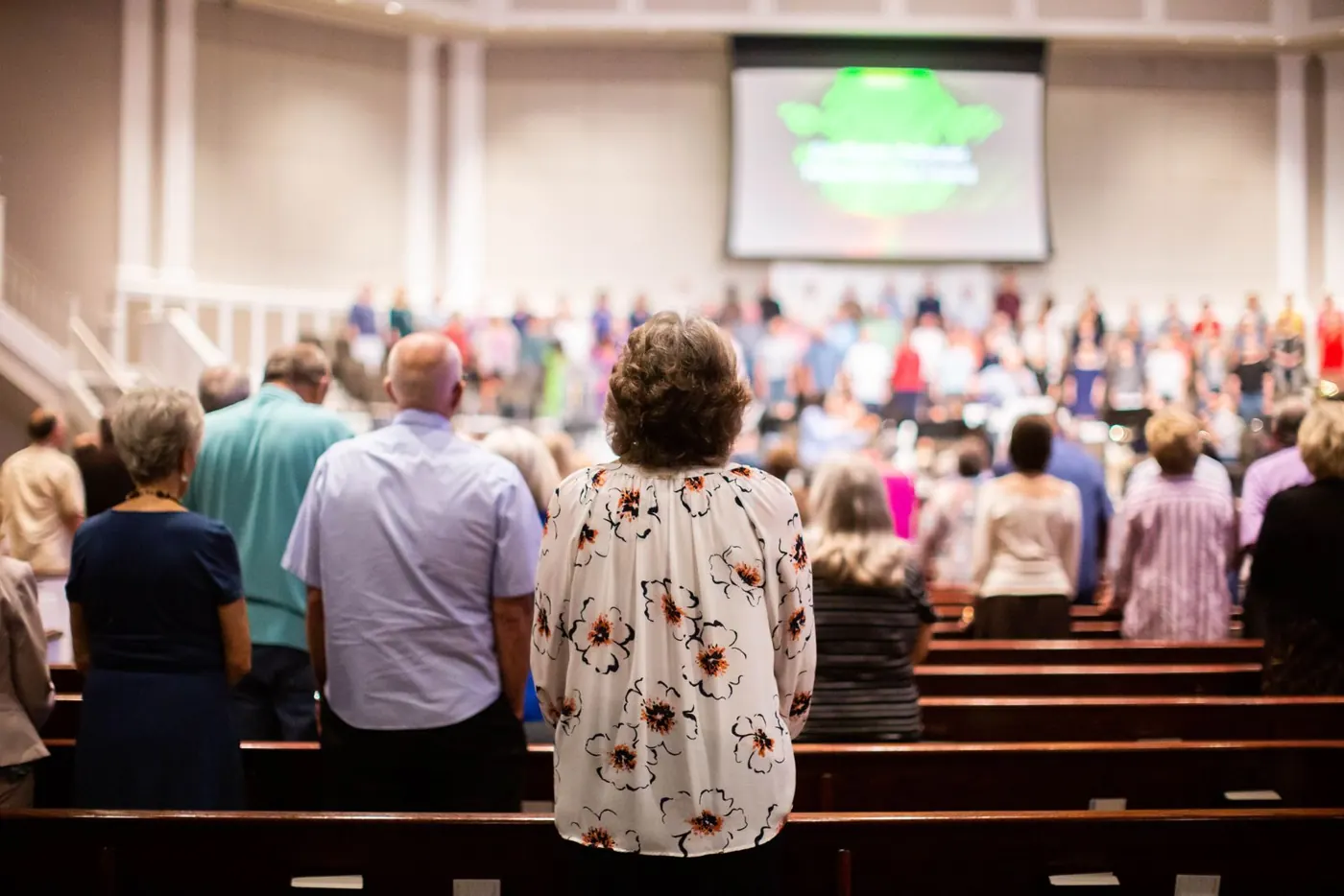 People standing inside a church